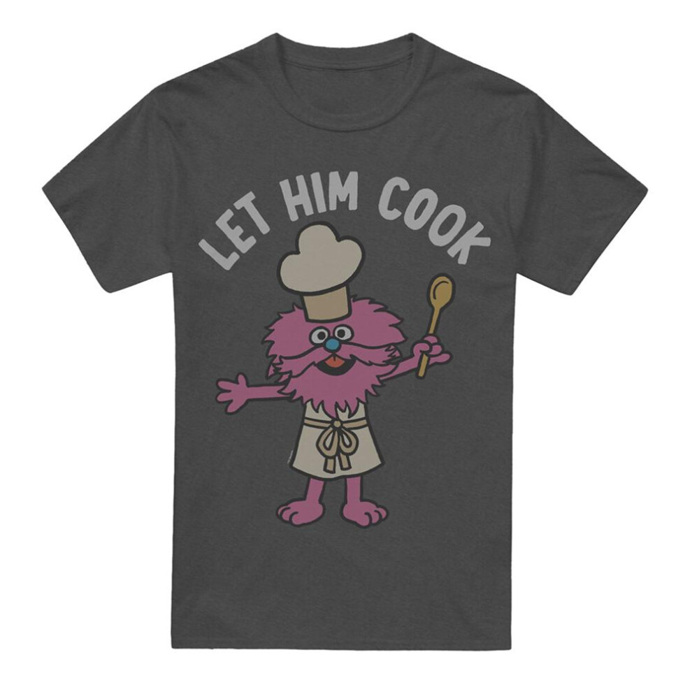 Sesame Street (L, Charcoal) Unisex Adult Let Him Cook T-Shirt Multicoloured