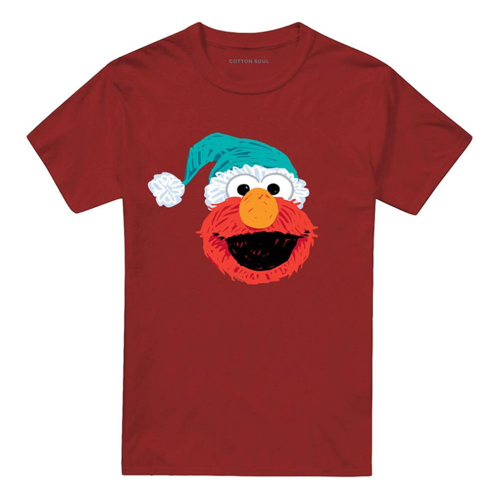 Sesame Street (M, Cardinal) Unisex Adult Elmo Christmas T-Shirt Multicoloured