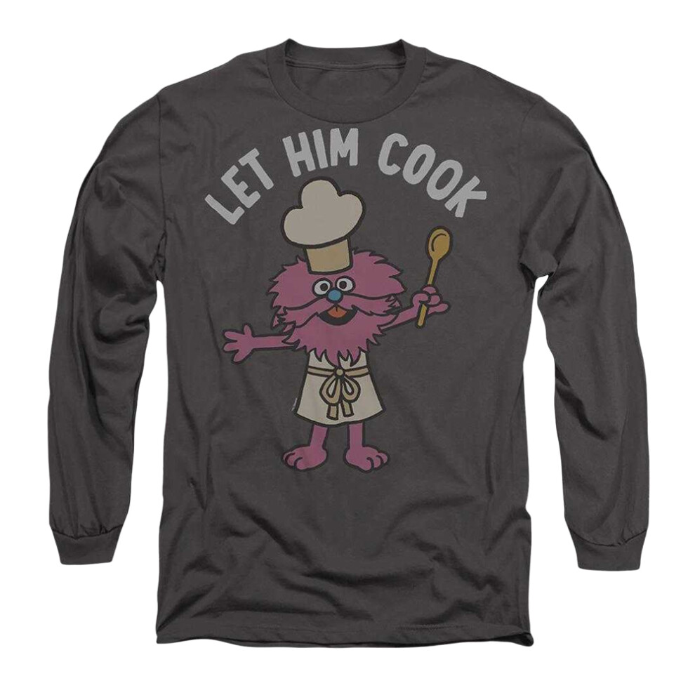 Sesame Street (L, Charcoal) Unisex Adult Let Him Cook Long-Sleeved T-Shirt Multicoloured