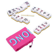 34 Inch Long Mahjong Mat Bag, Cute Canvas Drawstring Holder with Double Straps, Portable Travel Storage Tube