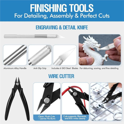 48PCS 3D Printer Tools Kit for 3D Printing Removing, Cleaning & Finishing with Deburring Tool, Files & More 2