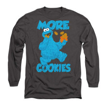 (S, Charcoal) Sesame Street Unisex Adult More Cookies Long-Sleeved T-Shirt