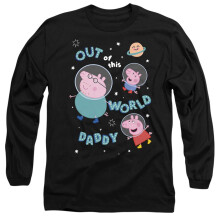 (M, Black) Peppa Pig Unisex Adult Out Of This World Daddy Pig Long-Sleeved T-Shirt
