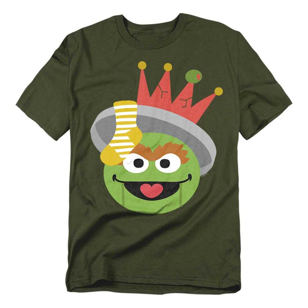 Sesame Street (M, Military ) Unisex Adult Oscar The Grouch Nutcracker Christmas T-Shirt Green