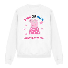 (XL, White) Peppa Pig Womens/Ladies Pink Or Blue Aunty Pig Loves You Sweatshirt
