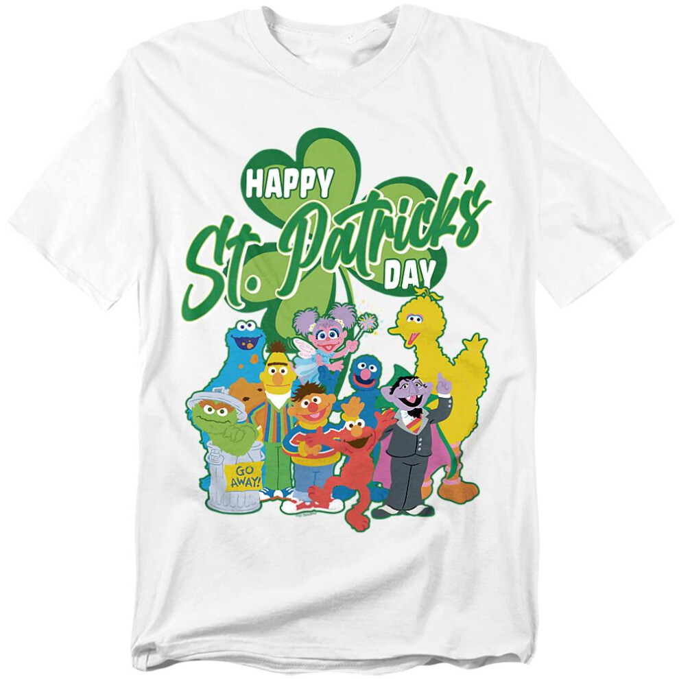 Sesame Street (4Xl, White) Unisex Adult Big Bird St Patricks Day T-Shirt