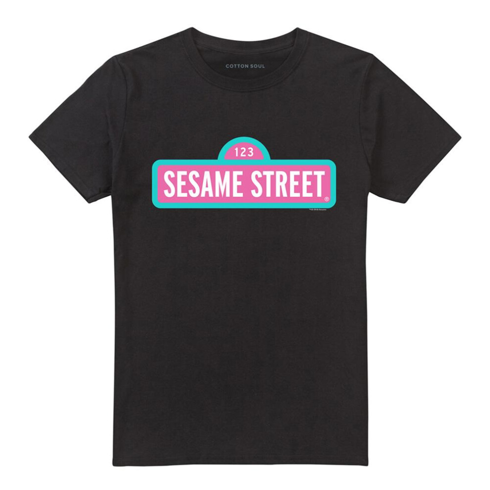 Sesame Street (Xl, ) Unisex Adult Alt Logo T-Shirt Black