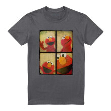 (XL, Charcoal) Sesame Street Unisex Adult Elmo Photobooth T-Shirt