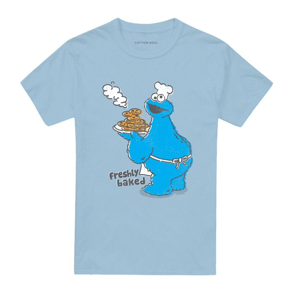 Sesame Street (L, Light ) Unisex Adult Freshly Baked T-Shirt Blue