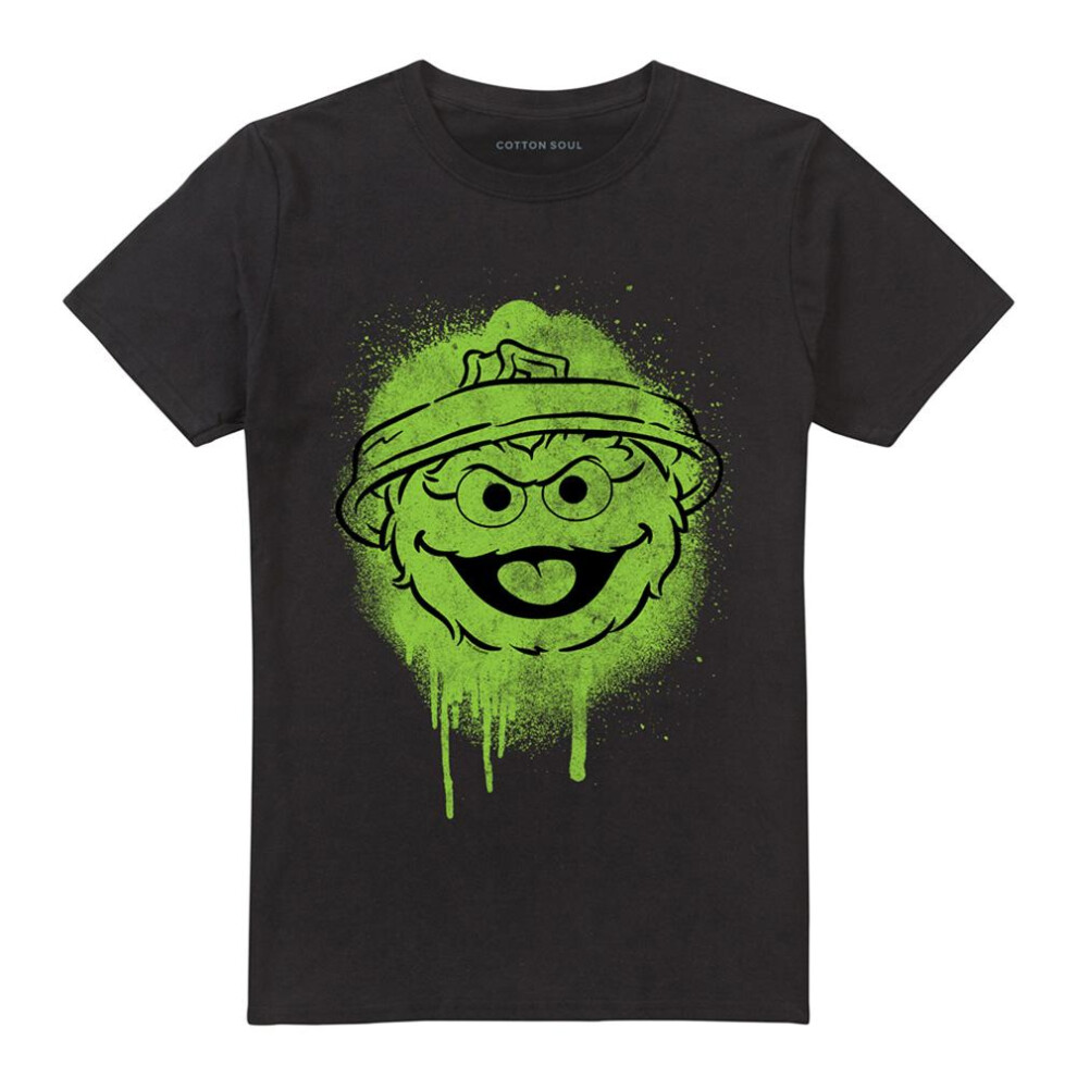 Sesame Street (Xxl, ) Unisex Adult Oscar The Grouch Graffiti T-Shirt Black