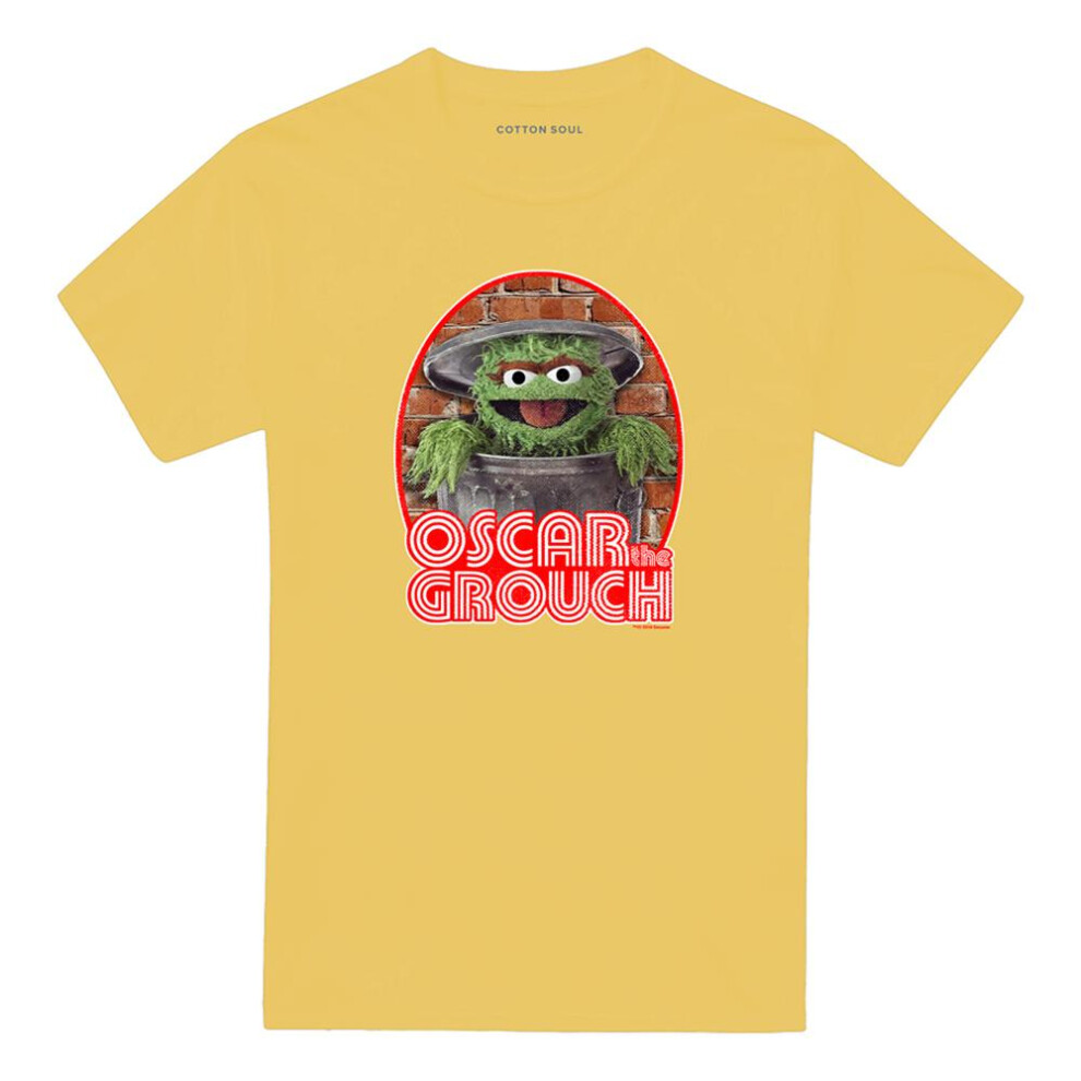 Sesame Street (L, Banana ) Unisex Adult Iron On Oscar The Grouch T-Shirt Yellow