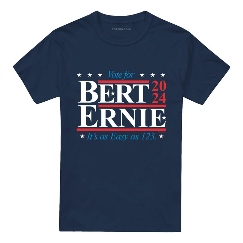 Sesame Street (4Xl, Navy) Unisex Adult Bert Ernie For President 123 Vote T-Shirt