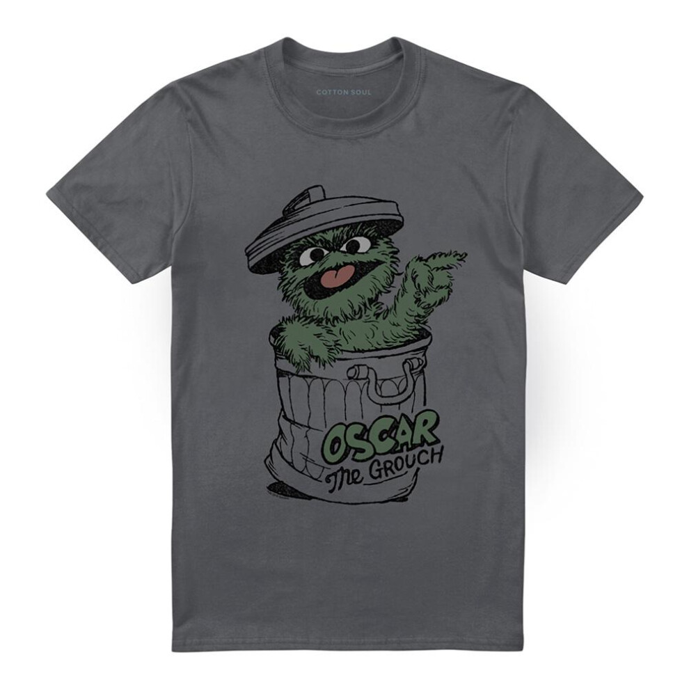 Sesame Street (S, Charcoal) Unisex Adult Oscar The Grouch T-Shirt Multicoloured