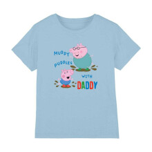 (3-4 Years, Sky Blue) Peppa Pig Childrens/Kids Muddy Puddles With Daddy George T-Shirt