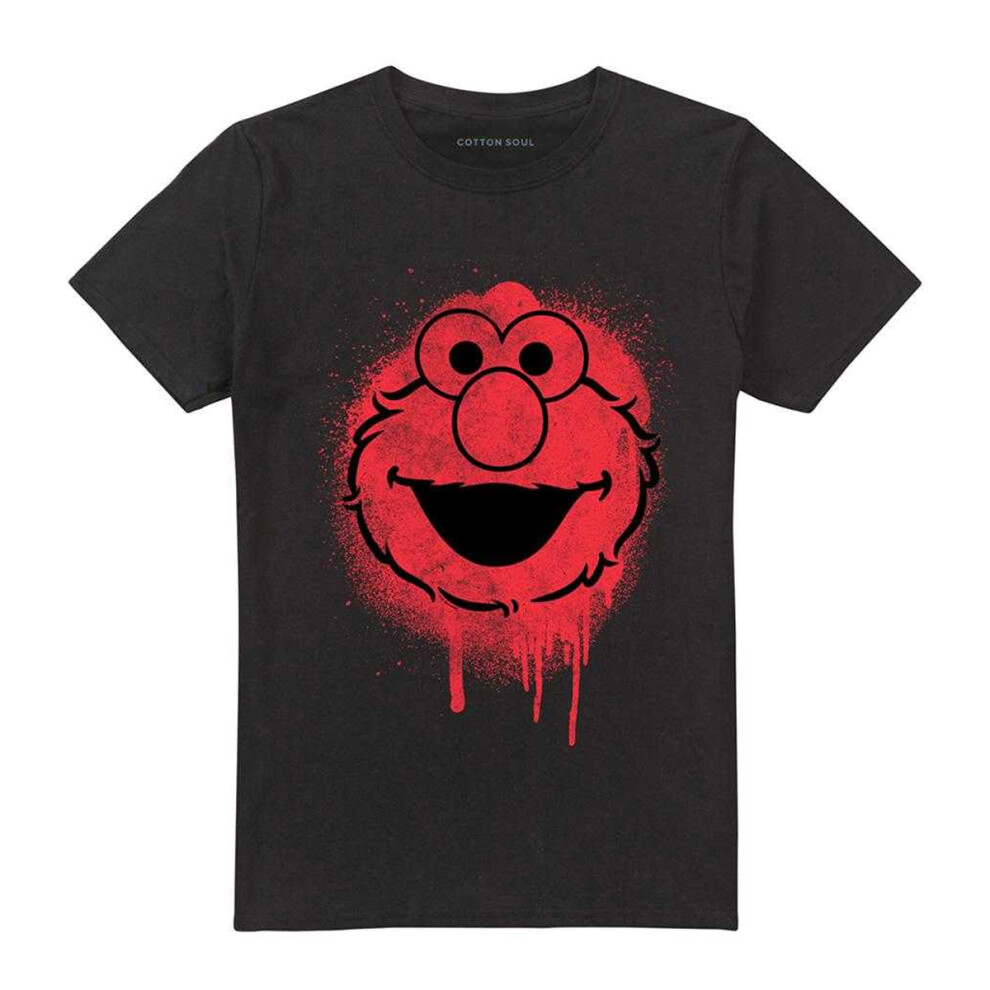 Sesame Street (4Xl, ) Unisex Adult Elmo Graffiti T-Shirt Black