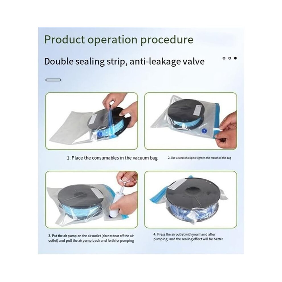 30Pcs Printer Vacuum Bags With 6 Bag Clip 30X34 Cm For 3D Printer Filament Reusable Vacuum Compression Storage Bags 6034104298845