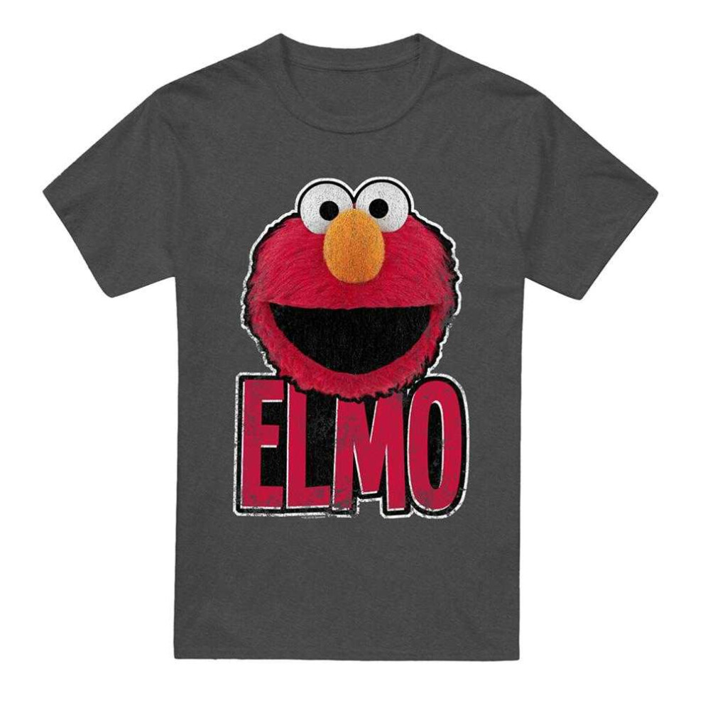 Sesame Street (3Xl, Charcoal) Unisex Adult Elmo Smile T-Shirt Multicoloured