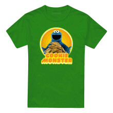 (L, Kelly Green) Sesame Street Unisex Adult Iron On Cookie Monster T-Shirt