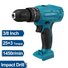 Furadeira de Impacto Sem Fio de 1450 Rpm com Dupla Velocidade, Torque de 25+3 Rpm, Luz LED e Função de Parafusadeira para Bateria para de 20 V.
