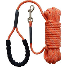 Reflective Dog Leash for Training and Walking - Leather Pet Lead with Comfort Handle Orange-15m