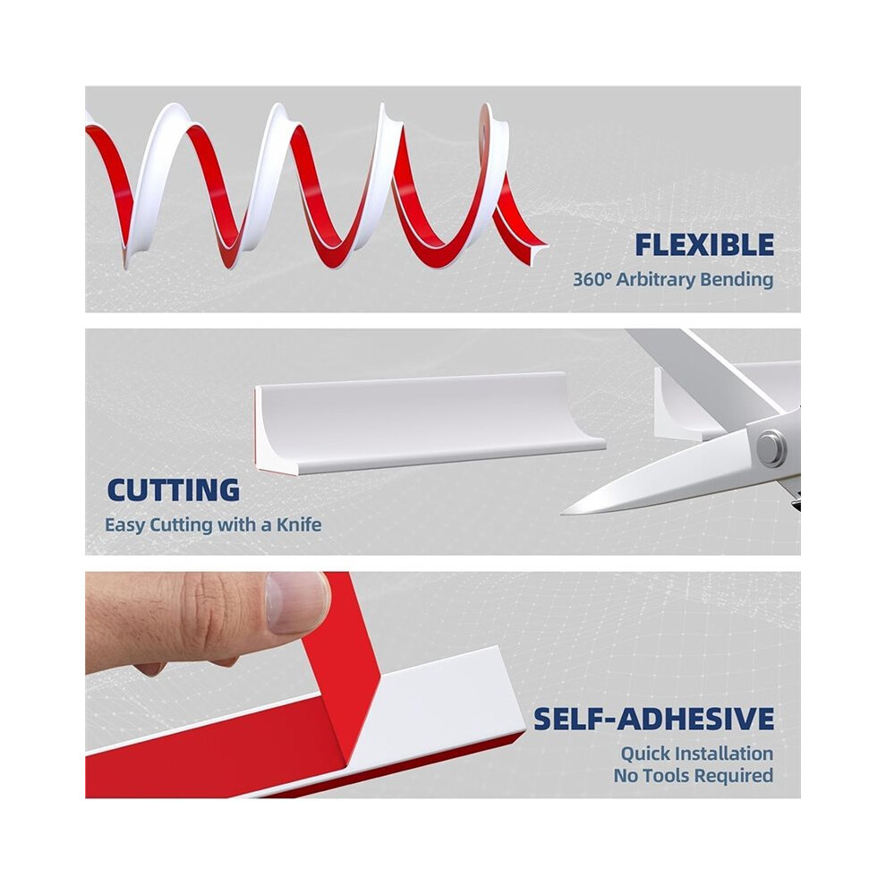 40-Foot Flexible Decorative Trim, Peel And Stick Silicone Baseboard Trim, Self Adhesive Wall Corner Trim 6031396566430