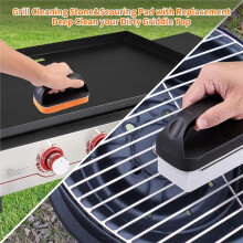 Griddle Cleaning Kit Heavy Duty Flat Top Grill Brush Set with Scraper Stone Complete BBQ Accessories for Outdoor Camping