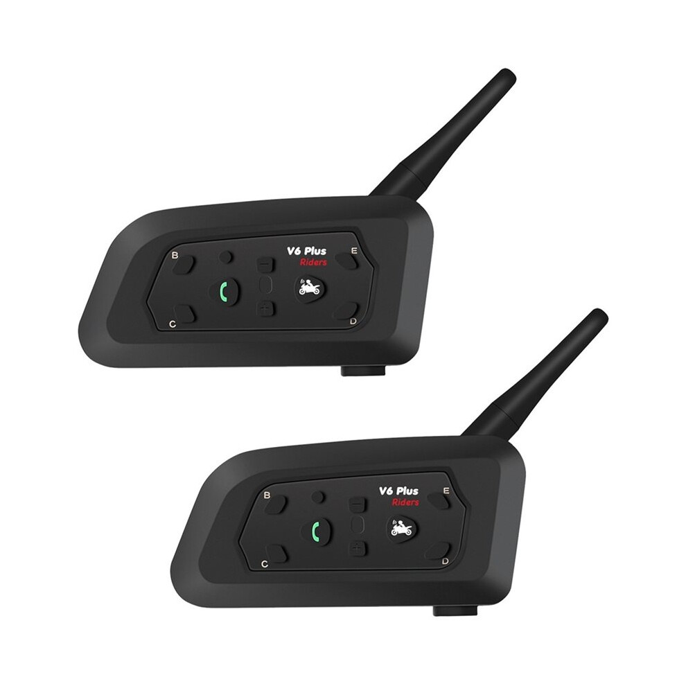V6 Motorcycle Helmet Headset With 1500M Bt Interphone Communicator For 6 Riders Waterproof, 2Pcs 6032536549634