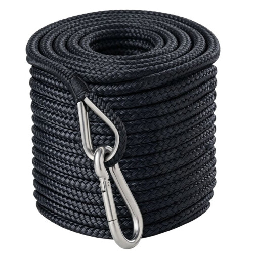 Anchor Rope, Marine Anchor Rope, Solid Braided MFP with Stainless Steel Grommets and Snap Hooks