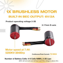 Motor Brushless de Alta Velocidade 3650 5200KV e ESC Brushless 75A para ARRMA, para HSP, Redcat, RC4WD, para , para Axial SCX10 e D90