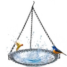 2 STÜCKE Outdoor Hängende Vogelfutterstation Gartendekoration Vogelbad Tablett Wassertränke Haustier Futterspender für Vogel Haustierbedarf, C