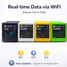 Real- Crypto Price Display WiFi Bitcoin Stock Ticker Screen Market Monitor Cryptocurrency Green