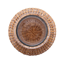 3X Straw Glass Flower Vase Japanese Flower Pot in the Nordic Contracted Flower Basket to Water Plants -L