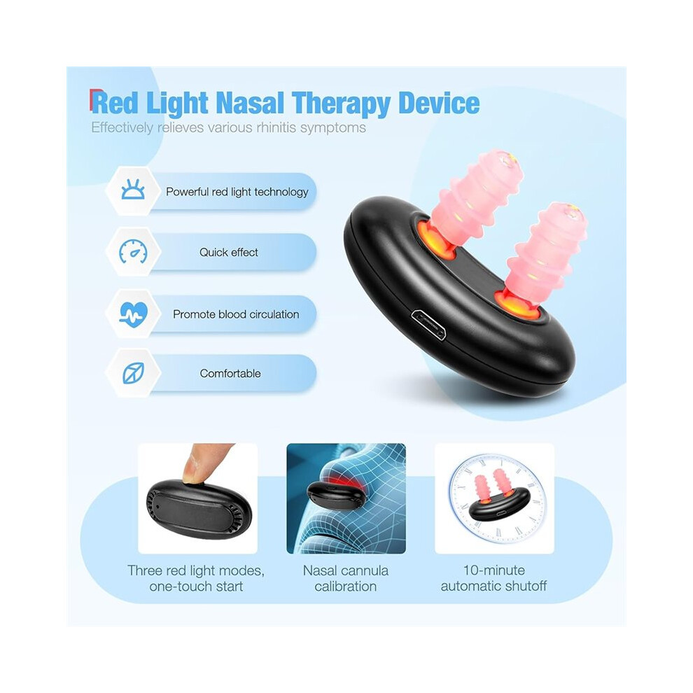 Red/Light Nasal Therapy Device With Three Modes, Portable Therapy For Nose And Sinus Relief