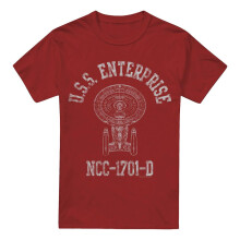 (L, Cardinal) Star Trek Mens Enterprise D Athletic T-Shirt