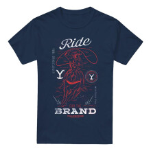 (XXL, Navy) Yellowstone Mens Ride For The Brand Cowboy T-Shirt