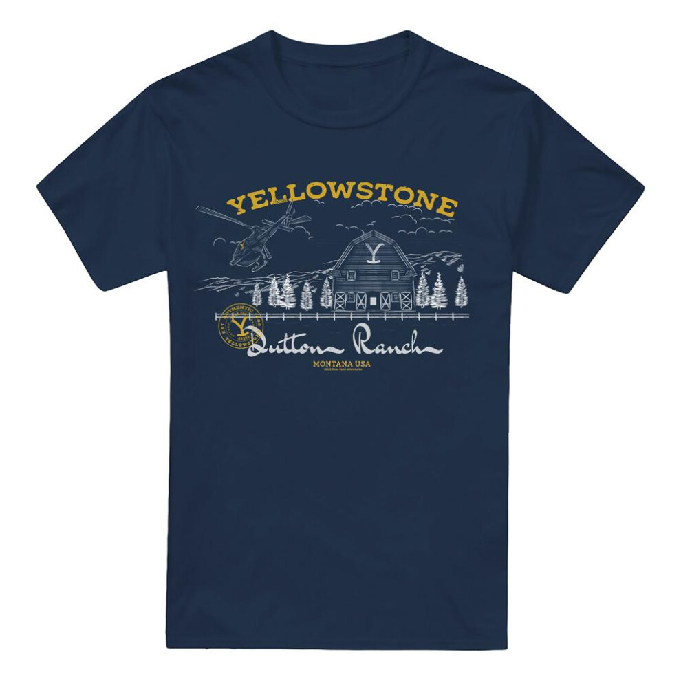 Yellowstone (5Xl, Navy) Mens Dutton Ranch Helicopter T-Shirt