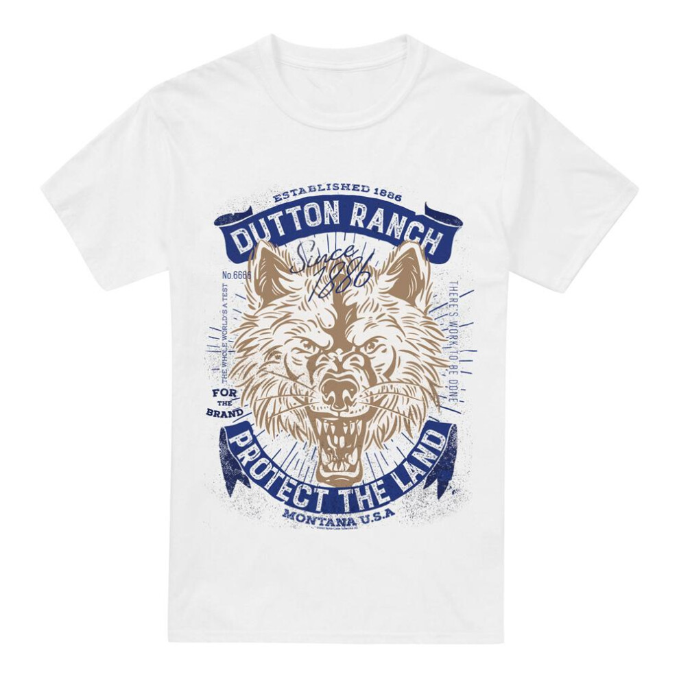 Yellowstone (3Xl, White) Mens Protect The Land Wolf T-Shirt