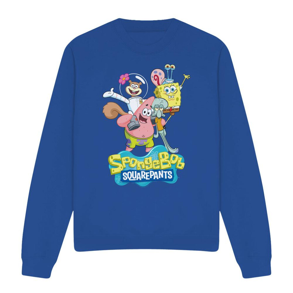 Spongebob Squarepants (Xl, Royal ) Unisex Adult Group Shot Sweatshirt Blue