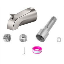1 Set Wire Drawn Nickel Bathtub Nozzle with Splitter, All Metal Bathtub Nozzle, Suitable for 1/2 Inch Copper