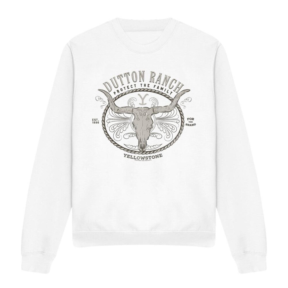 Yellowstone (M, ) Unisex Adult Dutton Ranch Sweatshirt White
