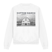 (S, White) Yellowstone Unisex Adult Dutton Barn Sweatshirt