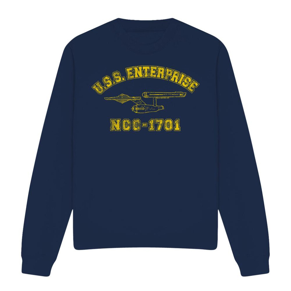 Star Trek (Xxl, Navy) Unisex Adult Enterprise Athletic Sweatshirt Blue,Multicoloured