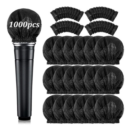 1000 Pcs Disposable Microphone Cover Non Woven Handheld Microphone Windscreen Mic Cover 1
