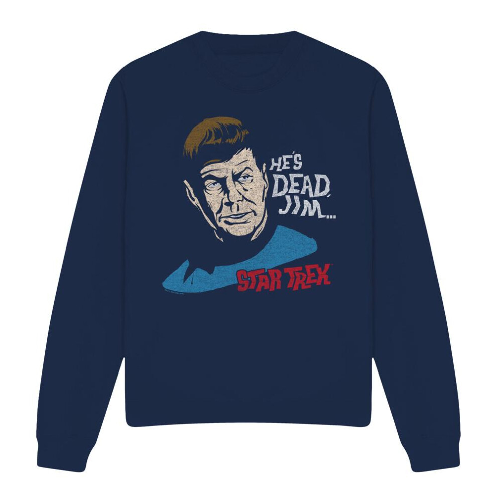 Star Trek (L, Navy) Unisex Adult He's Dead Jim Sweatshirt