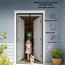 Magnetic Screen Door - Bugs Out, Breeze in-Sealing Heavy Duty Double Stitched Mesh, Patio Doors Net, 95x205cm