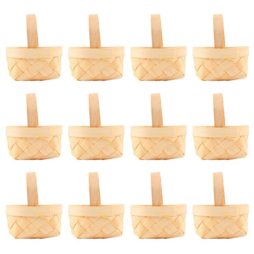 60Pcs Wood Chip  Baskets Manual Woven Baskets Ornaments Candy Storage Box 2