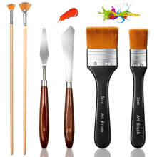 6 Pieces Palette Set Painting 2 Inch Paint Brush 1 Inch Paintbrush Fan Brushes Set Palette Knives for Paint Acrylic