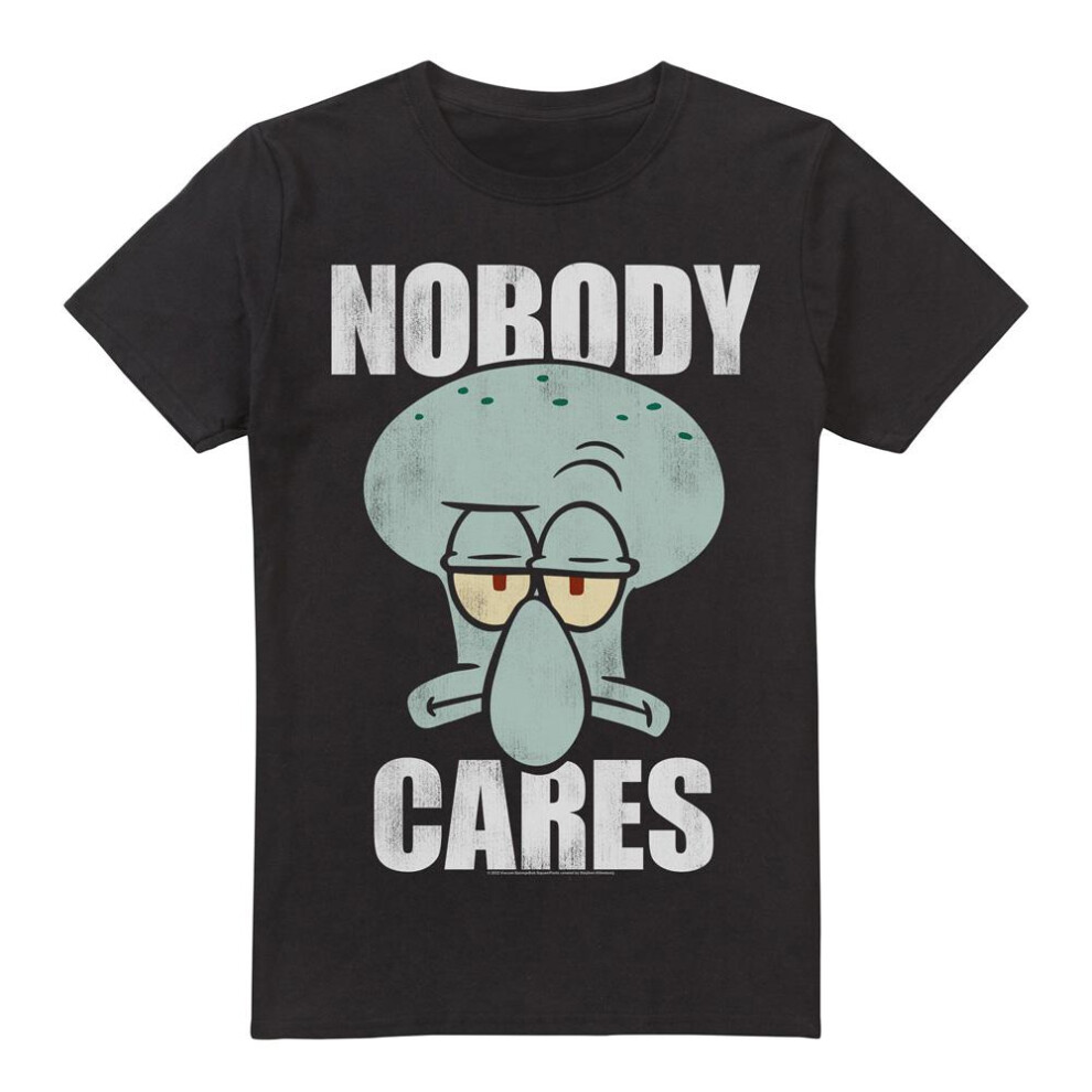 Spongebob Squarepants (M, Black) Mens Nobody Cares Meme T-Shirt