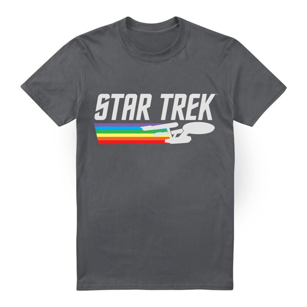 Star Trek (Xl, Charcoal) Mens Rainbow Trail T-Shirt Multicoloured