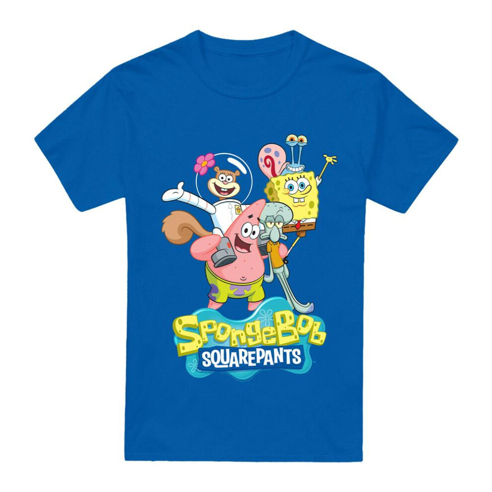Spongebob Squarepants (Xl, Royal ) Mens Group Shot T-Shirt Blue